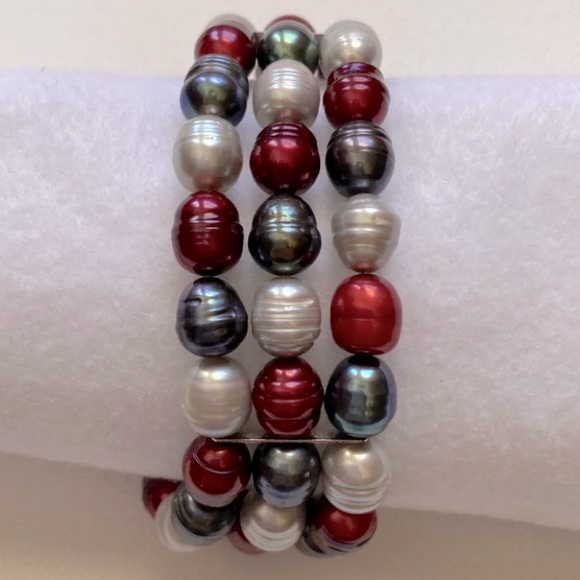 Honora Triple Strand Multi-Color Cultured Freshwater Pearl Bracelet - Picture 2 of 4